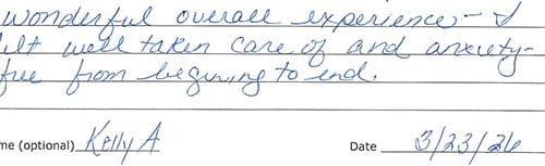 osc patient review - kelly a